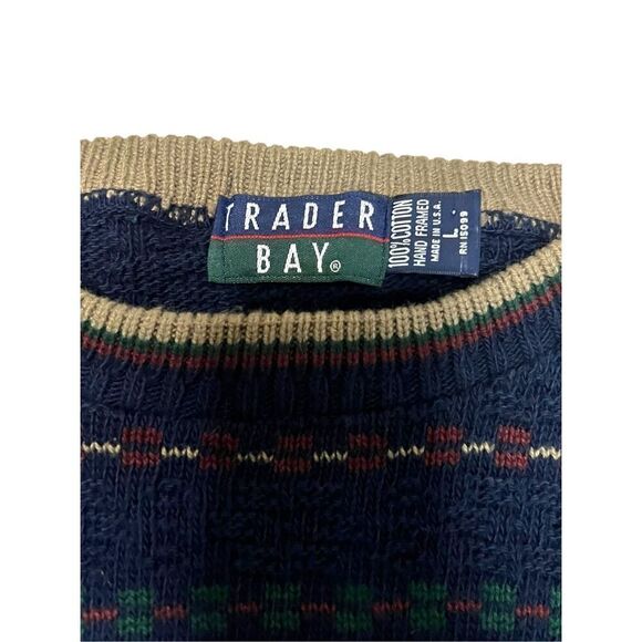 Trader Bay Men’s Large Knit Sweater Crewneck Made in USA Vintage 90s - Picture 3 of 4
